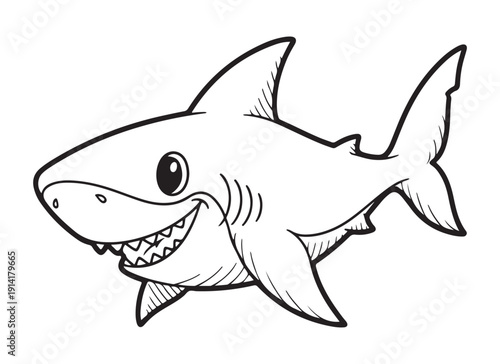 Cartoon Shark with Sharp Teeth and Big Smile black