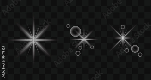 Light effect starburst sparkling glitter isolated on transparent background