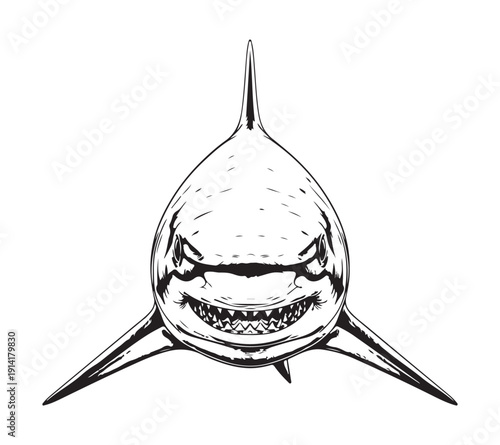 Closeup of a Smiling Shark with Sharp Teeth smile predator