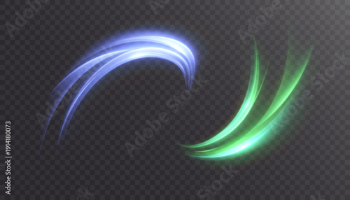 A futuristic whirlwind of blue and green light, a glowing energy wave with a light flow effect.