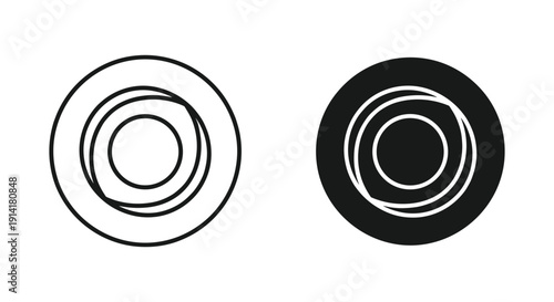 Abstract concentric circles logo design elements in black and white