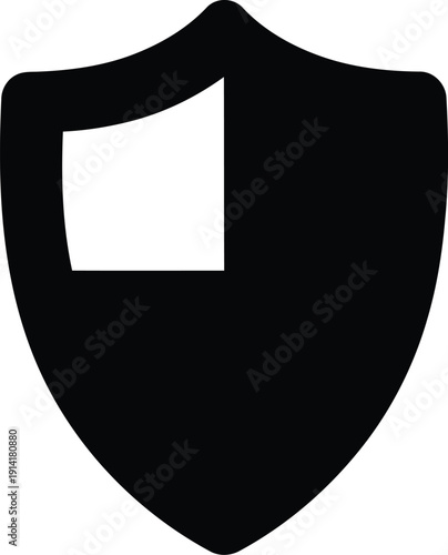 Minimalist shield icon with cutout section representing security protocols protection insurance or digital safety badge