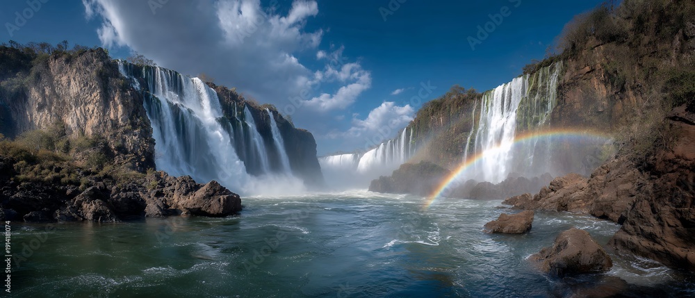 Fototapeta premium iguazu falls cascading powerfully into river