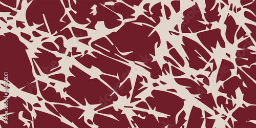 Abstract organic white lines on a deep red background.