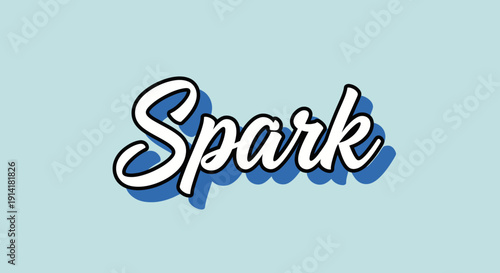 Spark Text Logo - Creative Word Art with Blue Shadow on Light Blue Background