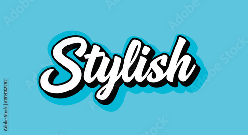 Stylish Word Text Art, Modern Typography Design on Blue Background