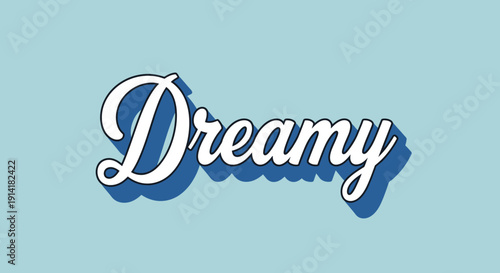 Dreamy Text Effect: Whimsical Script Font with Blue Shadow on Pastel Background