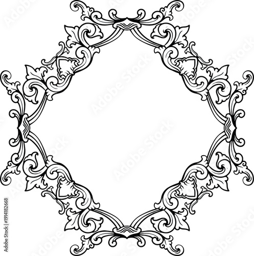 displays a frame ornament design that is neat and symmetrical
