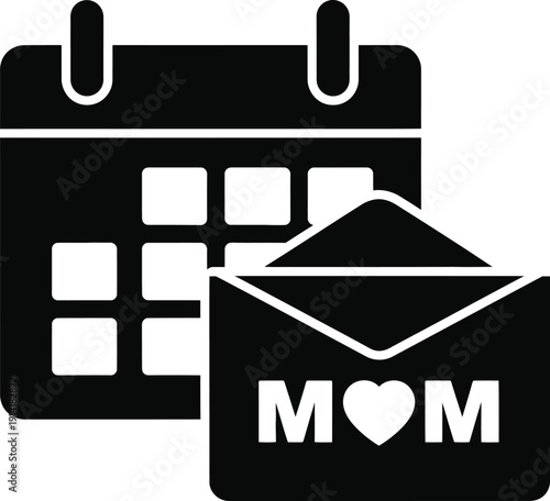 Mother's day calendar and envelope icon graphic