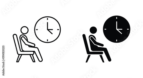 Person waiting for appointment with clock in modern minimalist style