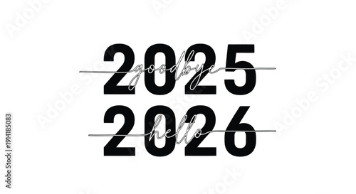 New Year Transition Design Featuring Goodbye 2025 Hello 2026 Text Style