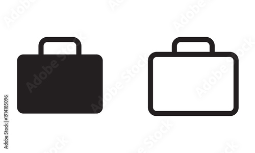 Briefcase Icon Set Vector Illustration. Simple briefcase icons in outline and solid styles on light background, ideal for business, office, and corporate design use.

