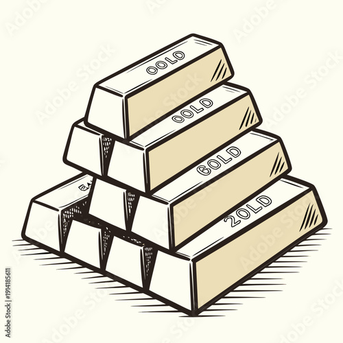 Stacked gold bars with gold and white coloring gold bullion