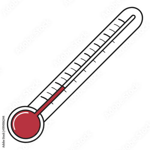 Realistic thermometer with red temperature indicator