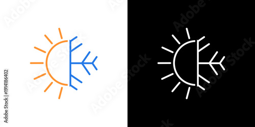 Sun Snowflake Icon  Hot Cold Climate Control Symbol