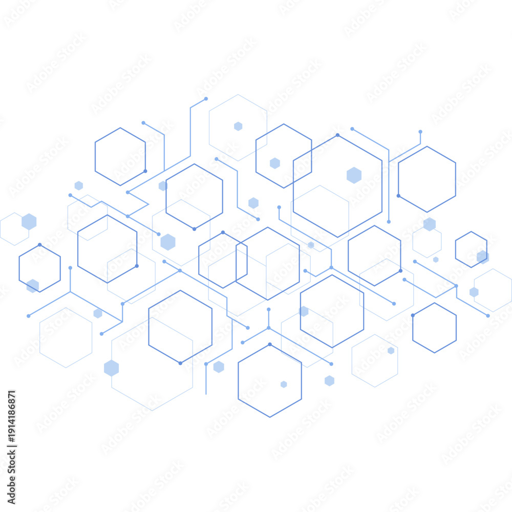 Obraz premium Abstract Hexagon Network Data Technology Background