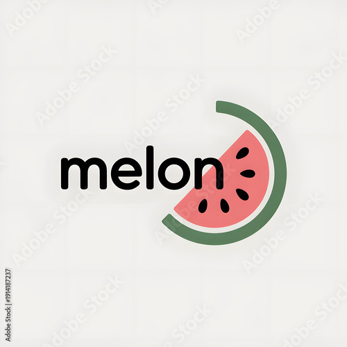 Vibrant watermelon slice logo with fresh green rind and pink juicy interior