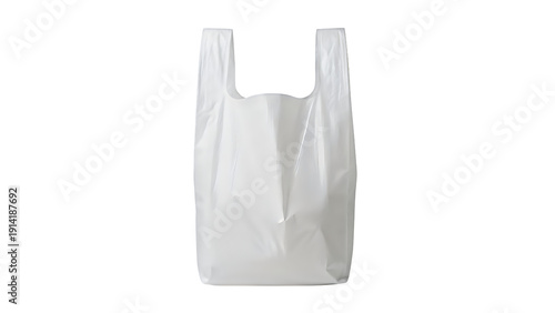 White plastic shopping bag with handles isolated on a transparent background carrier