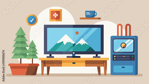 Minimal Home Entertainment Setup with Winter Sports Screen