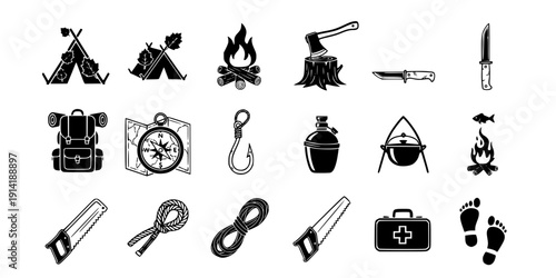 Lakeside Camping Relaxation Silhouettes