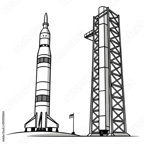 Rocket on launchpad with tower space 1