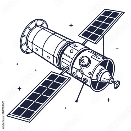 Space Satellite with Solar Panels spacecraft astronomy