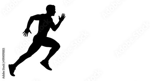 Man running in dynamic motion with arms outstretched