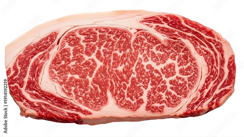 Fototapeta premium A raw cut of wagyu beef on transparent background