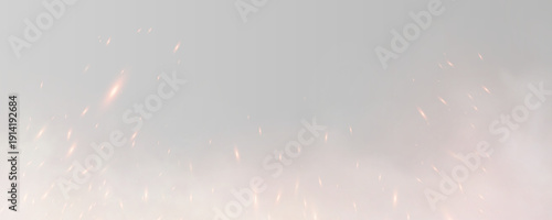 Fotografie Burning hot sparks effect with embers burning ash and smoke flying in the air
