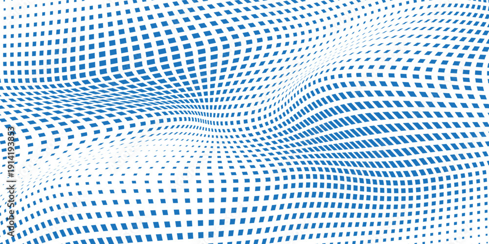 Fototapeta premium Abstract blue dot wave pattern illustration with flowing contours and bright highlights design