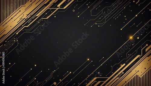 Wallpaper Mural Abstract Gold Circuit Pattern on Dark Background for Technology and Digital Concepts Torontodigital.ca
