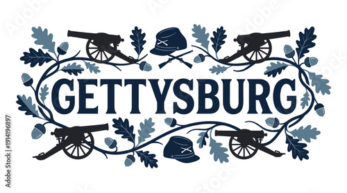 Gettysburg American Civil War commemorative emblem vector illustration