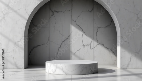 Wallpaper Mural Elegant Marble Arch and Platform in Modern Interior Design for Stylish Display and Minimalist Aesthetic Torontodigital.ca