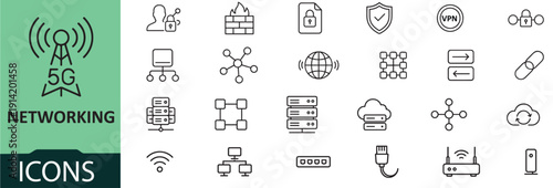 Collection of 5g networking icons and symbols