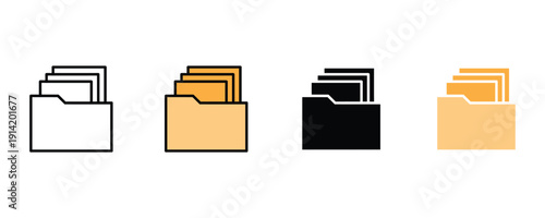 File folder icon vector. Document management symbol for office archive, data storage, paper organization, and business records set. Vector Illustration.