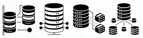 3D isometric data storage servers with network connection and cloud computing technology in modern digital infrastructure