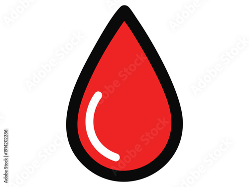 Simple red blood drop icon graphic