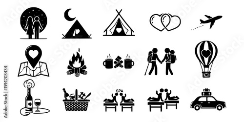 Couple Romantic Camping Getaway Silhouettes
