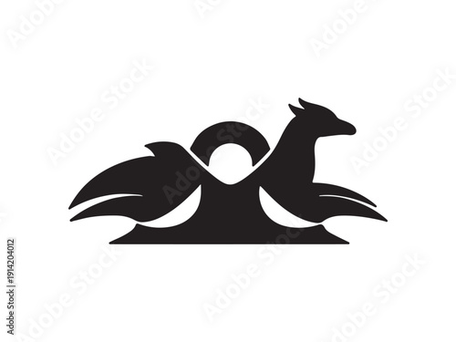 Black Silhouette Mythical Horse And Dragon Hybrid Creature Artwork