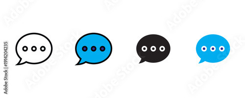 Speech bubble icon vector. Communication symbol for digital chat messaging, social media comments, and online discussion set. Vector Illustration.