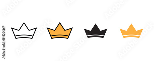 Crown icon vector. Royalty symbol for king leadership, premium quality award, and excellence status set. Vector Illustration.
