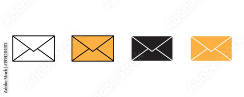 Envelope icon vector. Communication symbol for email message, postal mail delivery, and digital correspondence set. Vector Illustration.