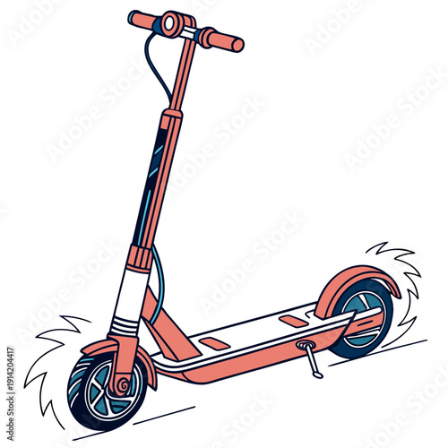 Orange electric scooter with motion lines transportation