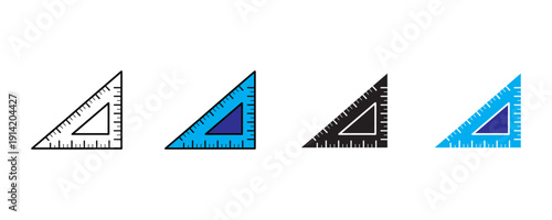Set square icon vector. Drafting symbol for geometric measurement, architectural drawing, and technical mathematical tool set. Vector Illustration.