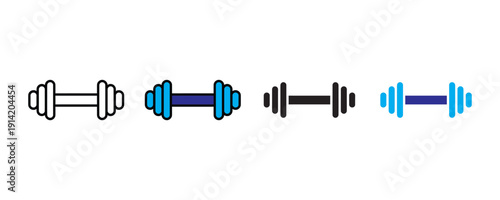 Dumbbell icon vector. Fitness symbol for bodybuilding, gym workout equipment, and strength training set. Vector Illustration.