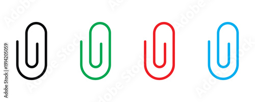 Paperclip icon vector. Office supply symbol for document attachment, file organizing and stationary equipment set. Vector Illustration.