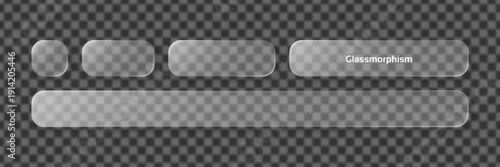 Set of glass morphism translucent plates, user interface elements. Liquid shape glass mockup for website template design, transparent frames.