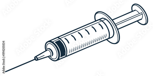 A close-up view of a medical syringe with a needle attached.