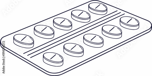 A blister pack containing multiple round white pills arranged in rows