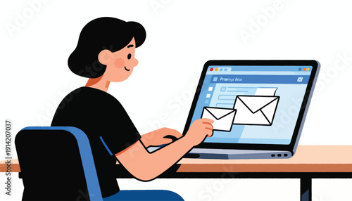 Person using a laptop to manage emails